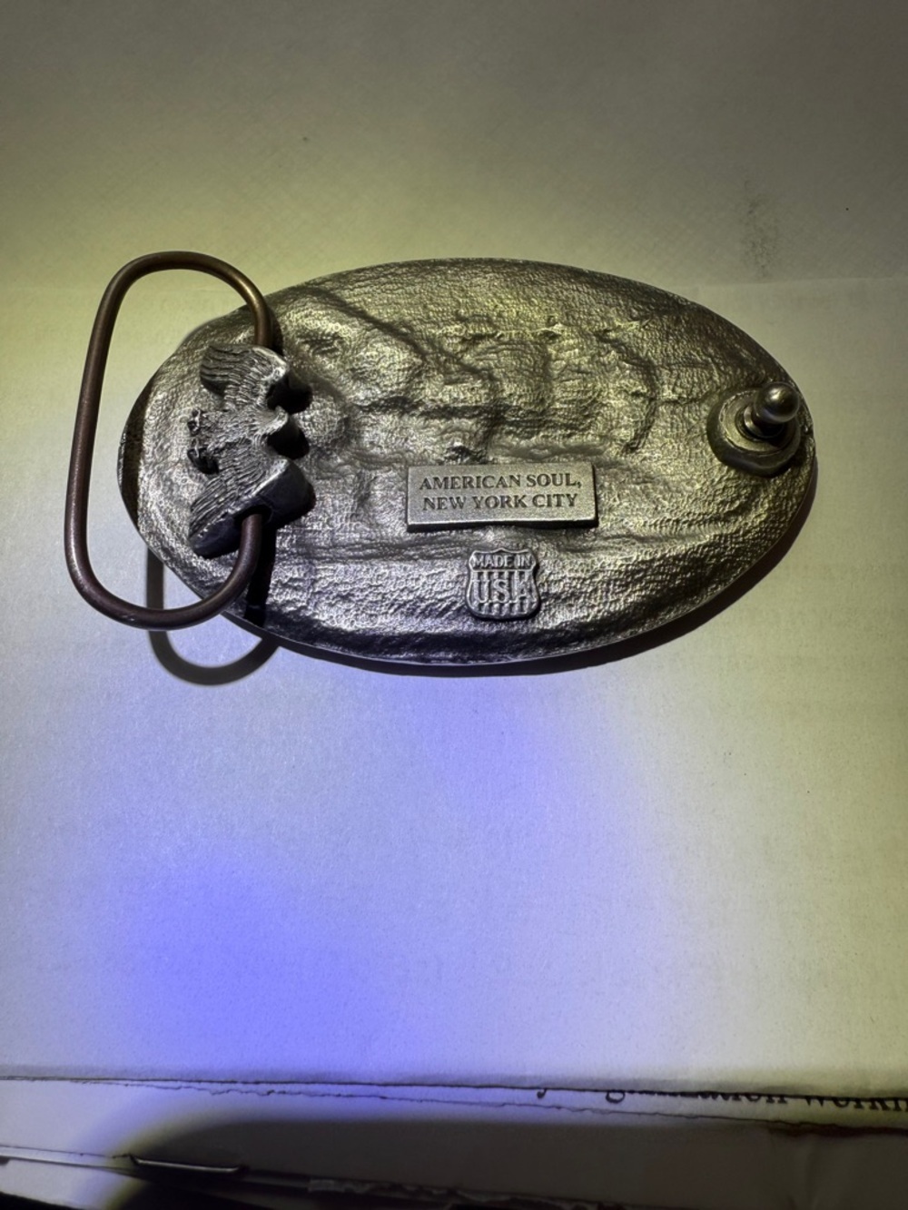 NASA American Soul New York City made in America Silver & Blue Oval Belt Buckle - Picture 4 of 13